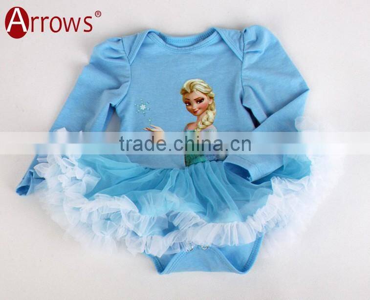 LTZ008-B 0-12 Month Girl Dress Blue Girl Dress Princess Long Sleeve Dress Wholesale Dance Dress