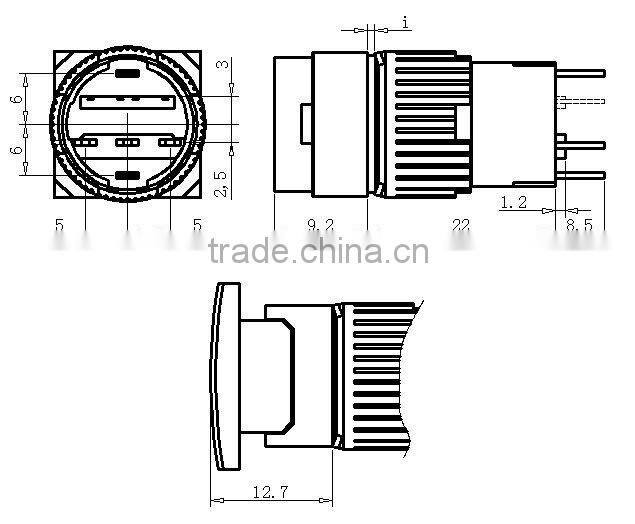 16mm push button mirco switch 24v 220v 110v led , ip65 indicator light