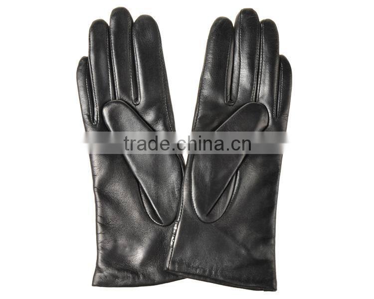 Hot selling white thread little bowknot sheepskin leather gloves for female