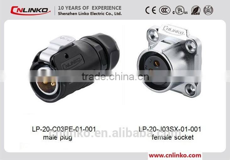 Very popular ISO9001 waterproof 3 pin plastic connectors for power