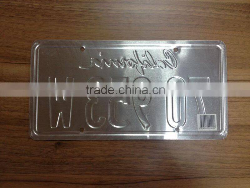 Custom embossed metal license plate sign
