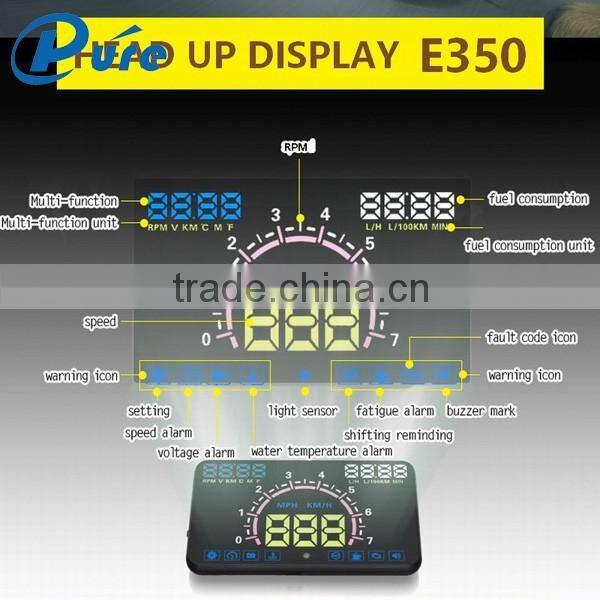 OBD2 and EUOBD HUD E350 Car Head Up Display Multi-function Car HUD with Multi-color Screen Design