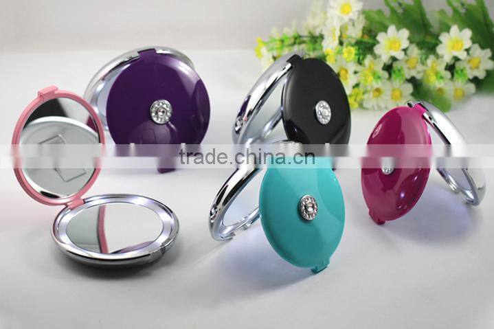 LED Folding Black Compact Travel Makeup Mirror 2 sided 10X Magnified And 1X True View With LED Lights