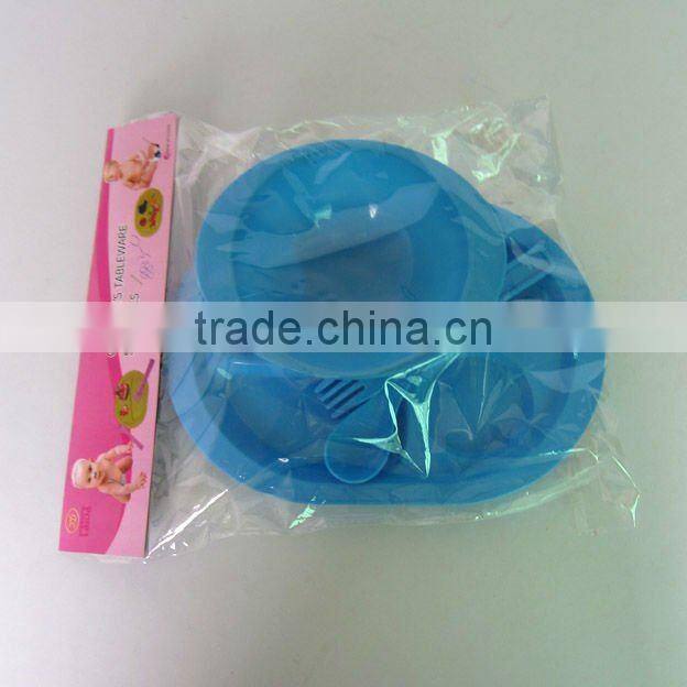 4pcs oval plate blue plastic dinnerware picnic set