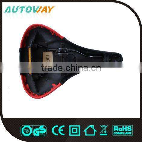 Black Red Leather Bike Saddle