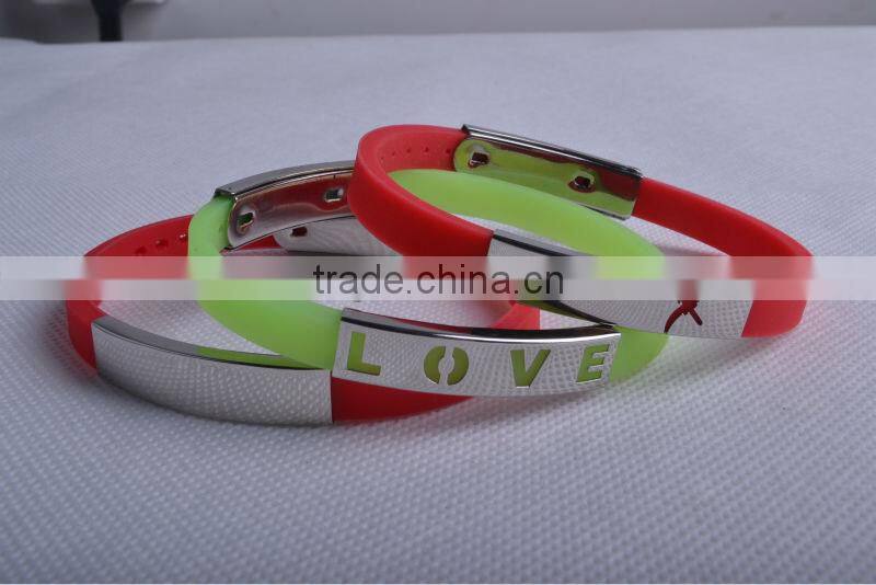 silicone bracelet with metal