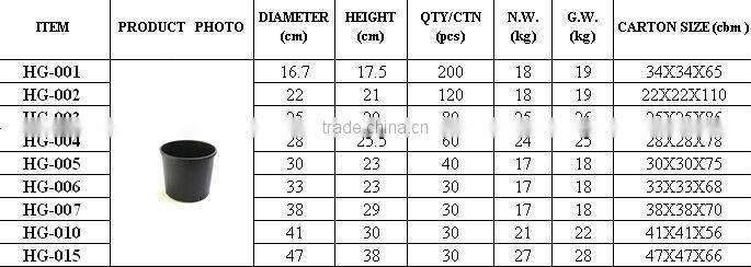 black gallon pot 1#2#5# for nursery garden plastic flower pots