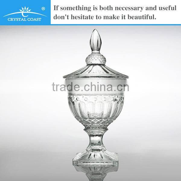 wholesale cheap clear glass jar for food candy round glass candy jar with lid