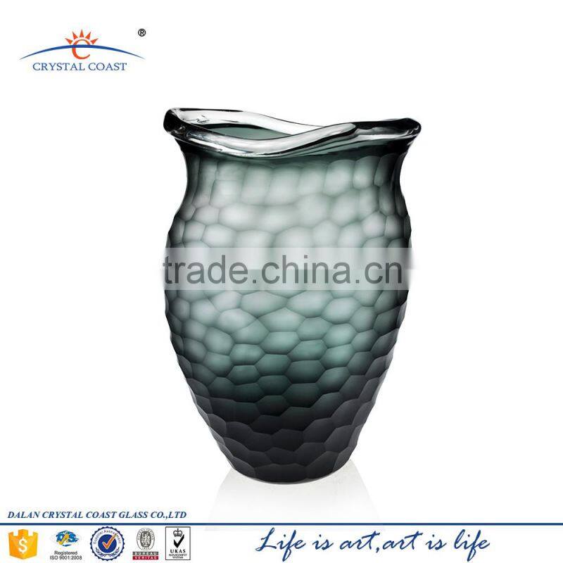 Wholesale tall mosaic grey glass flower container vase factory