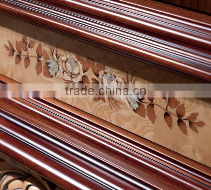 Luxury solid wood flower carving antique living room cabinet
