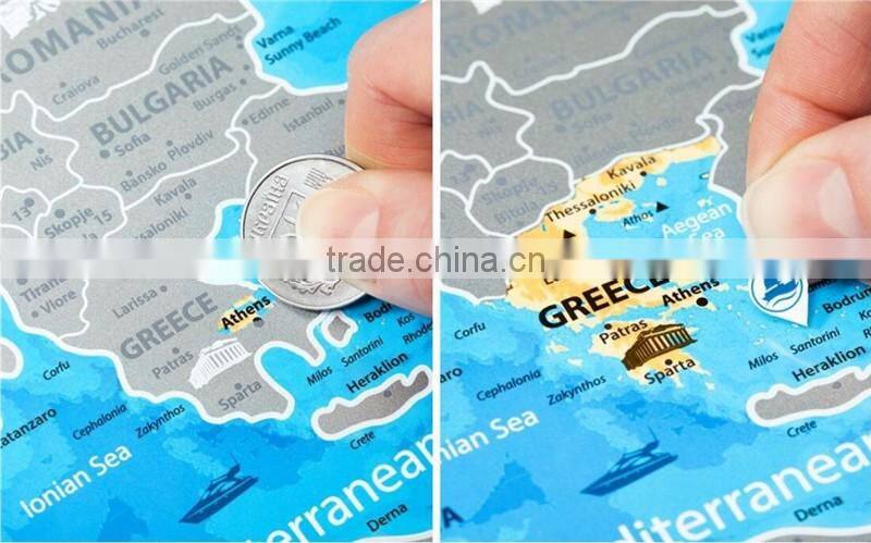 Detailed Europe Map with Scratch off Stickers Large Size Tube Packaging AMA-15