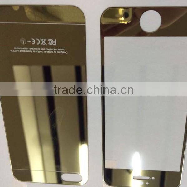 Plated Anti-Scratch Colorful Metal Front Tempered for iphone 5/5s, tempered glass screen protector