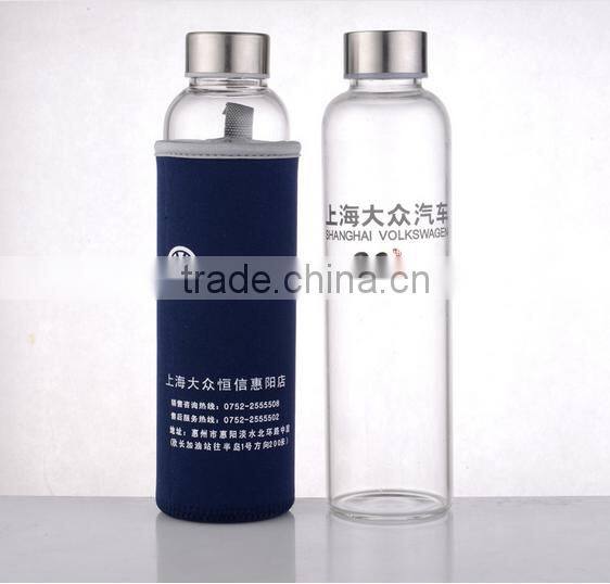 Promotional heat-resistant custom glass water bottle,custom design glass bottle,borosilicate water bottle