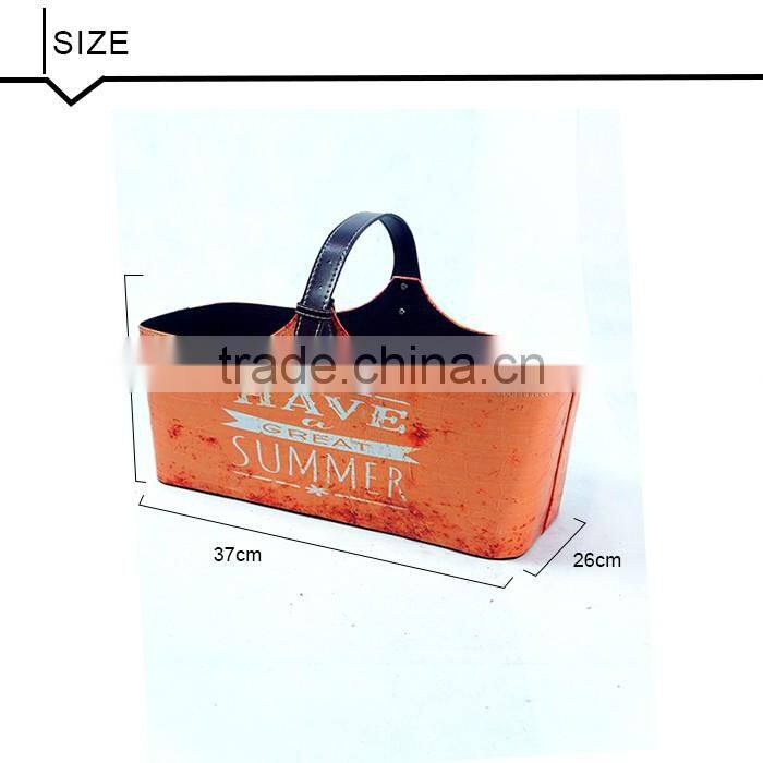 Car Print Faux Leather Magazine Basket With Handle-Purple