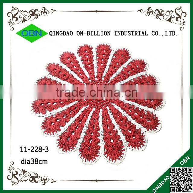 Colored paper rope crochet placemats