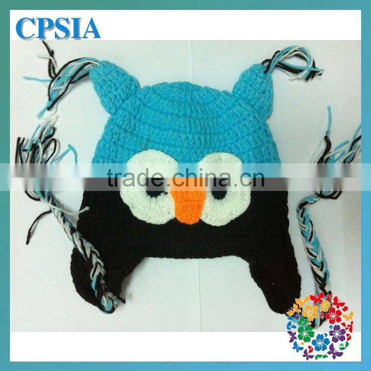 the new handmade baby hat with ears cute knitted owl pattern wool hats