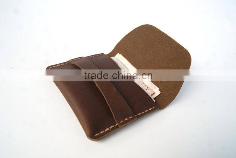 Customize Genuine Leather RFID Blocking Card Holder Cash Pocket Portable Wallet Retro Style
