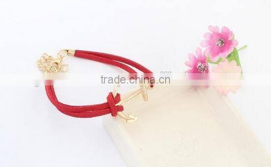 bracelet women 2017 leather bracelet anchor bracelet