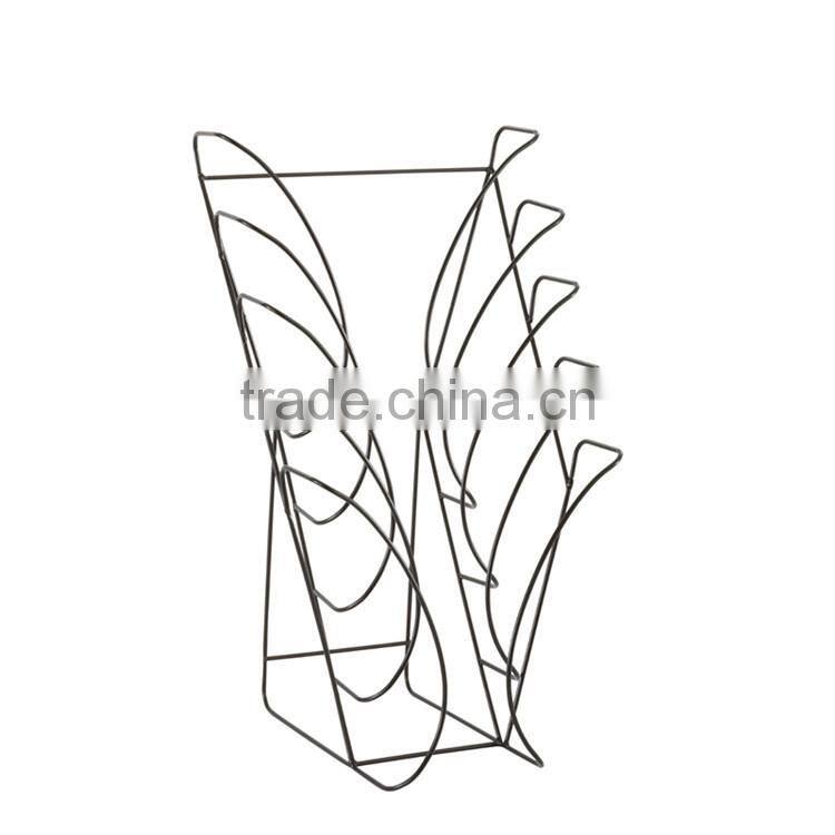 Hot sale floor standing black color metal magazine rack