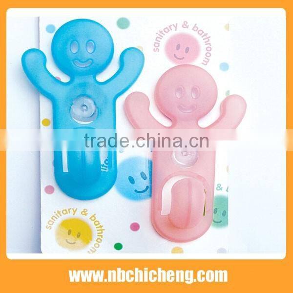 Plastic wall hook man shape single hooks j suction cup hanger