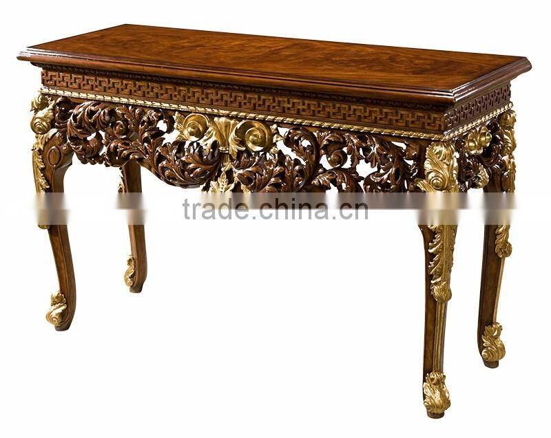 Exquisite Handmade Classic Victorian Style Solid Wood High Relief Carving Console Table, Giltwood Console Table BF12-04274a