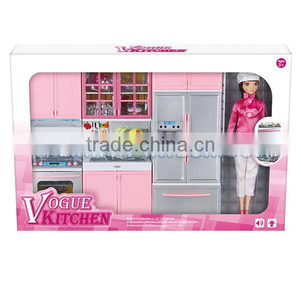kitchen set toy for children play toy with Barbie doll entertainment
