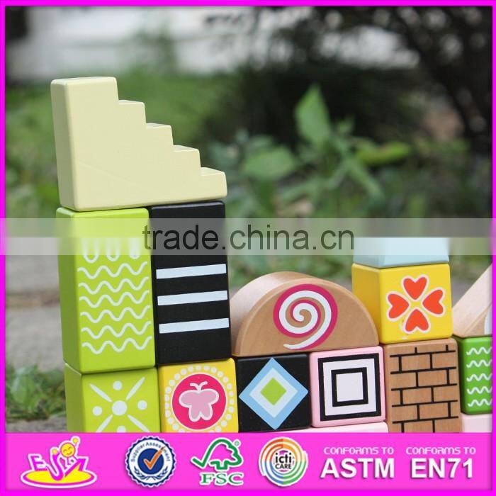 2017 new design 20 pieces preschool blocks toys wooden building toys for toddlers W13A125