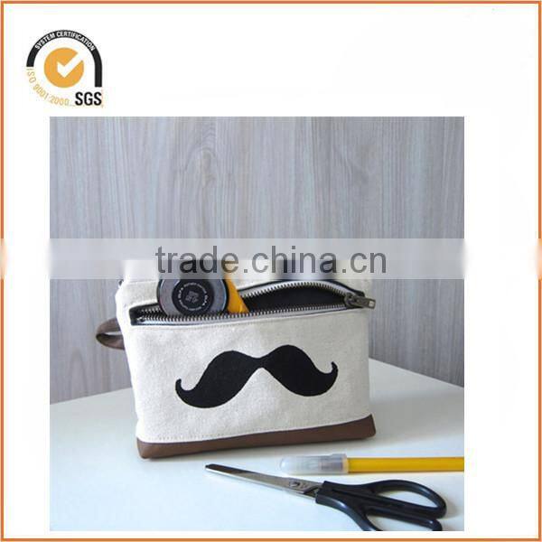 NEW canvas zippered pouch - neon accent & pin dot lining By Chiqun Dongguan CQ-H01056