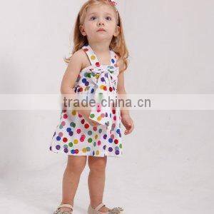 Children condole belt small dot design baby girl summer dress bow