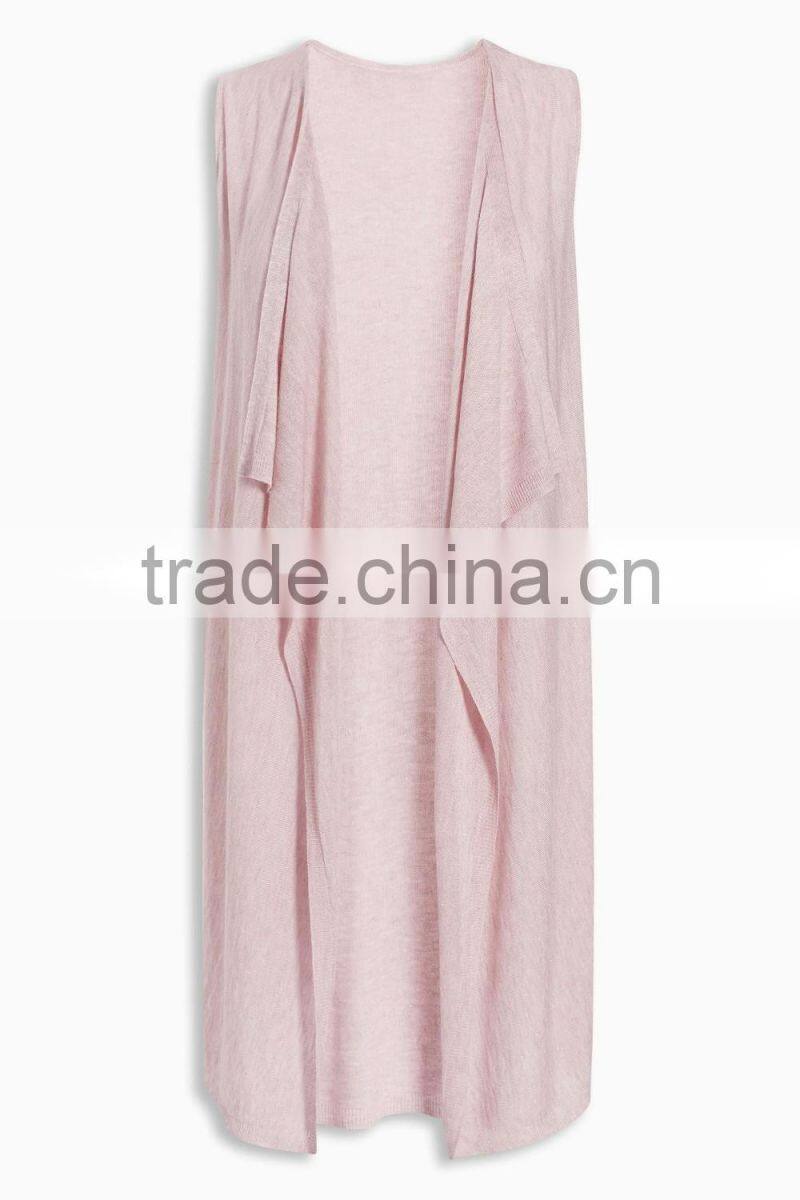 2016 Smart Sleeveless Sparkle-Yarn Cardigan With Waterfall Front HSC8007