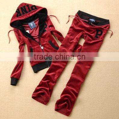 2016 Winter Autumn Women Sweatshirts Sportwear Casual Sports Two Pieces Velvet Suit Pants set