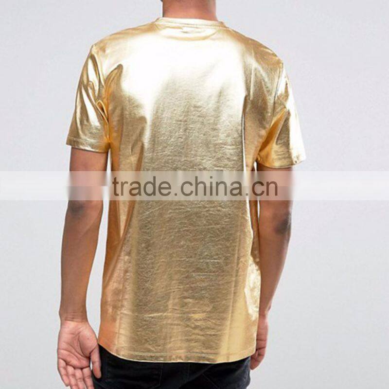 gold Custom T Shirt Printing OEM Design gold t-shirt custom