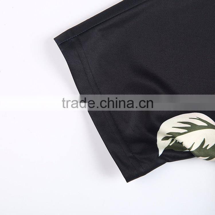 HAODUOYI Women Sexy Print Backless Crew Neck Breasted Romper Beach Party Short Sleeve Jumpsuit