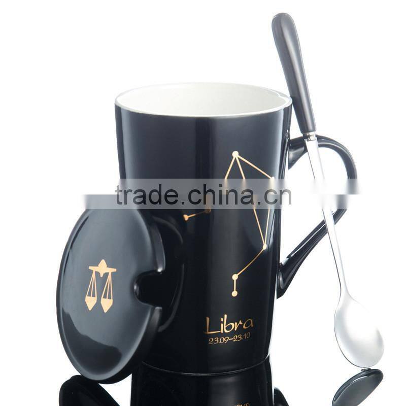 2017 Hot Sell 420 ML Ceramic Tea Cup Coffee Cup Mug Cup With Lid And Spoon