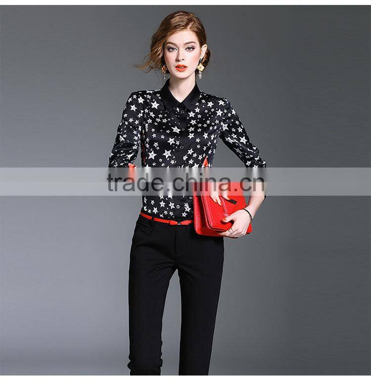 Maxnegio long sleeve latest blouse office printed designs