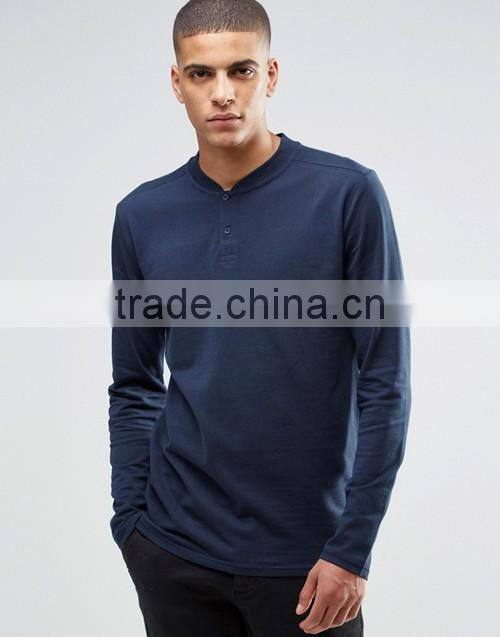 Fashion men baseball collar long sleeves top t-shirt custom