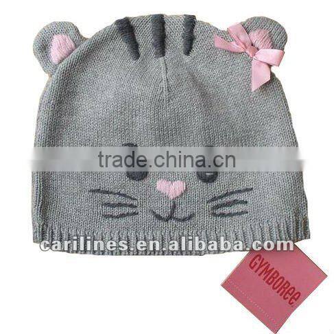 cheap windproof polar fleece child striped beanie hat factory