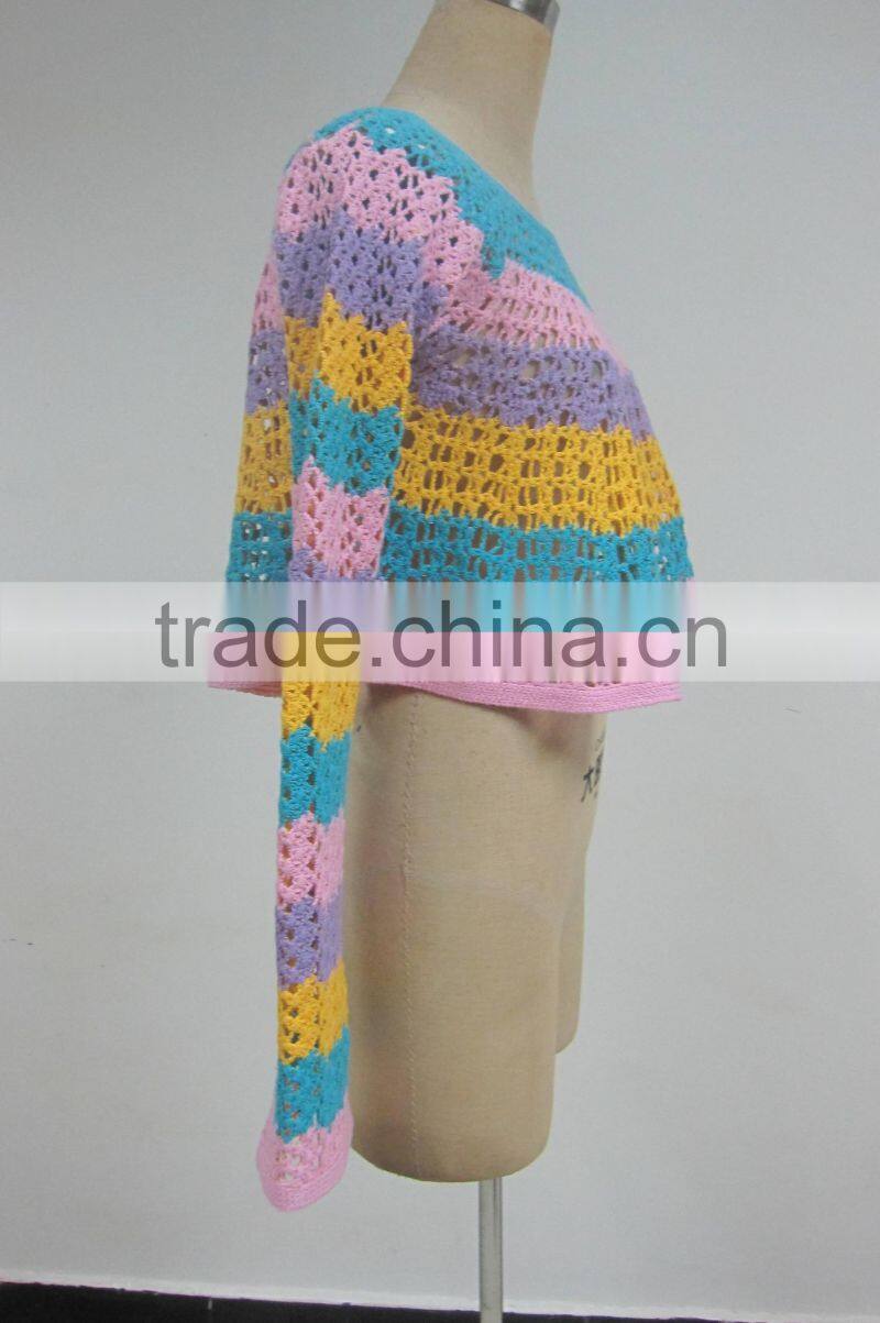 new fashion ladies long sleeve summer crochet blouses