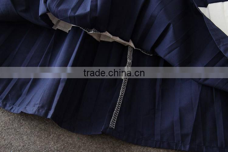 2017 New arrival Korean style white and blue casual dress children simple summer dress hoilday beach party dresses kids clothing