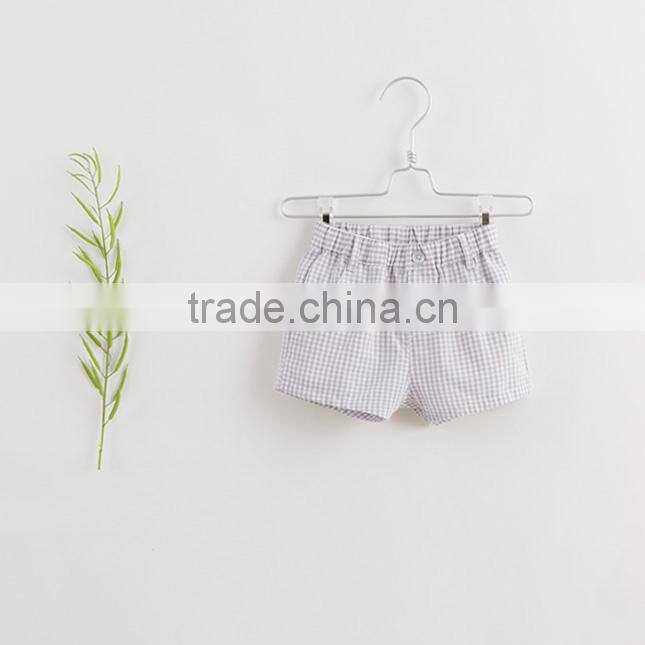 2017 baby boy clothes 2pcs set white linen blouse chest pocket light purple grids shorts