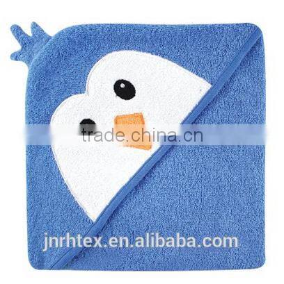 Eco-friendly embroidery designs ring spun cotton terry animal baby bath towel with hood