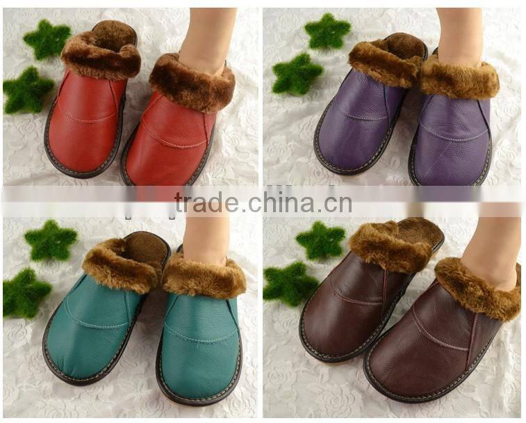 leather warm winter indoor slipper