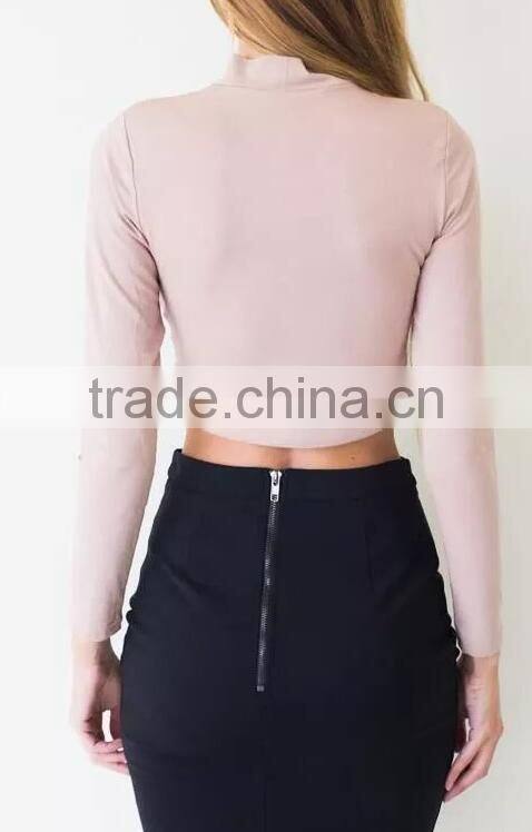 Runwaylover EY2229B ladies white long sleeve blank crop tops wholesale cheap