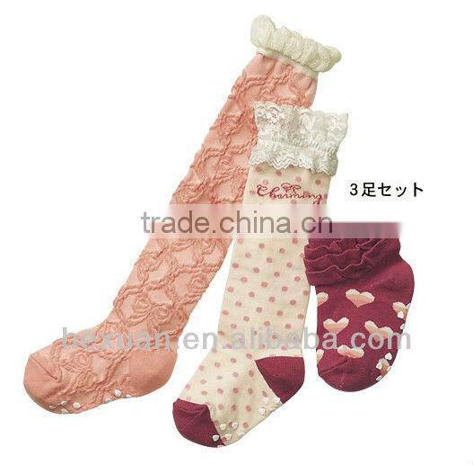 2016 new arrival kid & baby socks princess baby girls long sock lace girls socks