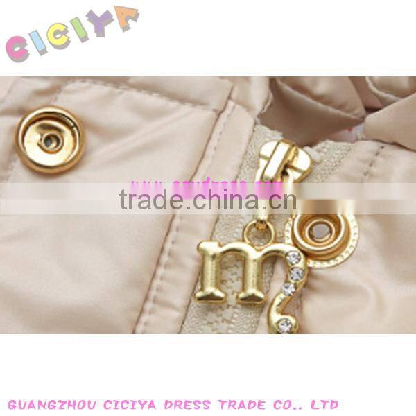 Worm long-designed girl padding coat with waistband