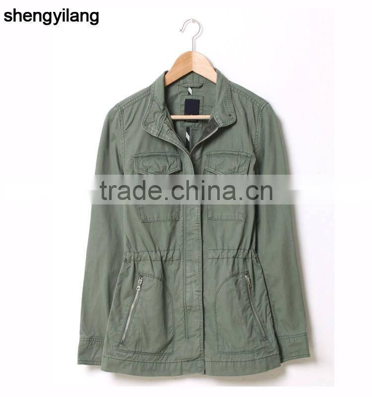 OEM/ODM women cotto baseball jacket green custom jacket guangzhou clothing manufacturer