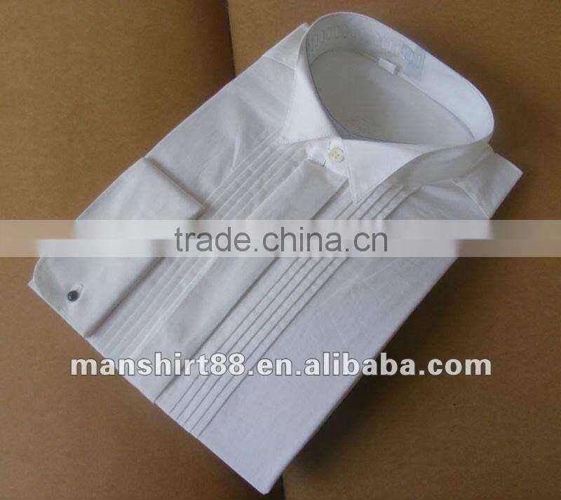 100% cotton wing-tip collar french cuff long sleeve tuxedo shirt for men