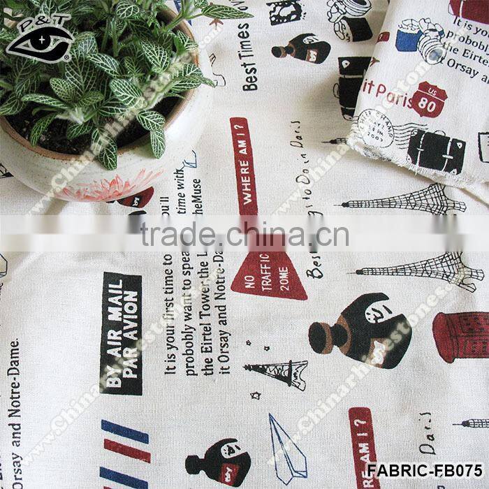 Simple Leaf Printed Fabric Linen Fabric