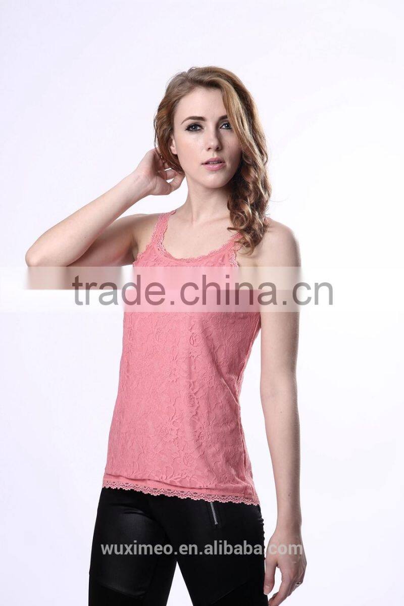 women's high visibility wholesale plain white tank top bottom lace