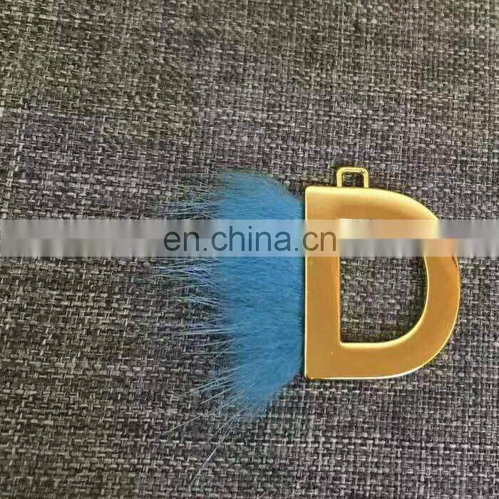 Popular and Fashion Winter Metal Letter Necklace Keychain/Mink Fur Accessory